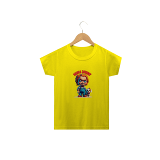 Nome do produto CAMISETA  CLASSIC INFANTIL DOG, LINHA FILME  CHUCKY BRINCA COMIGO-2 A 14 ANOS