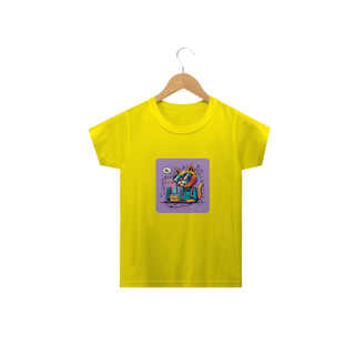 Nome do produto CAMISETA  CLASSIC INFANTIL, CAT GEEK ON THE COMPUTER-2 A 14 ANOS