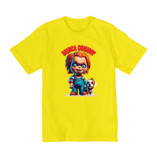 Nome do produto CAMISETA QUALITY INFANTIL, CHUCKY BRINCA COMIGO-2 A 8 ANOS