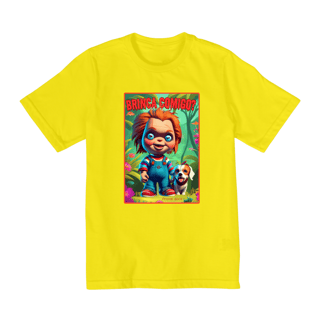 Nome do produto CAMISETA QUALITY INFANTIL, CHUCKY  BRINCA COMIGO-2 A 8 ANOS