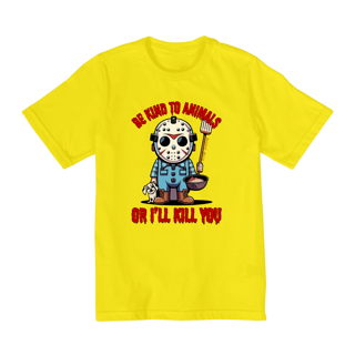 Nome do produto CAMISETA QUALITY INFANTIL DOG, LINHA FILME JASON BE KIND TO ANIMALS, SEXTA FEIRA 13-10 A 14 ANOS 