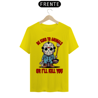 Nome do produto CAMISETA T-SHIRT ESTONADA DOG, LINHA FILME JASON BE KIND TO ANIMALS, SEXTA FEIRA 13