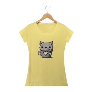 Nome do produto CAMISETA BABY LONG ESTONADA, CAT IN THE CUP