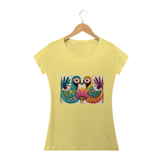 Nome do produto CAMISETA BABY LONG ESTONADA, COLORFUL BIRDS