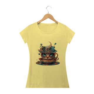 Nome do produto CAMISETA BABY LONG ESTONADA, CAT IN THE CUP