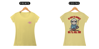 Nome do produto CAMISETA BABY LONG ESTONADA DOG FRENTE E COSTAS, LINHA FILME JASON BE KIND TO ANIMALS, SEXTA FEIRA 13