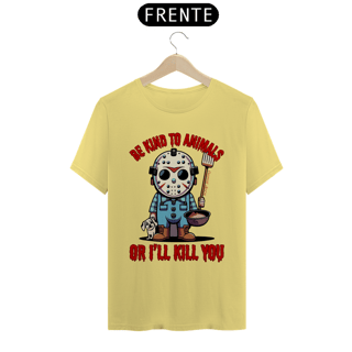Nome do produto CAMISETA T-SHIRT ESTONADA DOG, LINHA FILME JASON BE KIND TO ANIMALS, SEXTA FEIRA 13