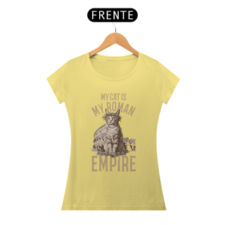 Nome do produto CAMISETA BABY LONG ESTONADA, MY CAT IS MY ROMAN 