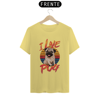 Nome do produto CAMISETA T-SHIRT ESTONADA DOG, I LOVE PUG