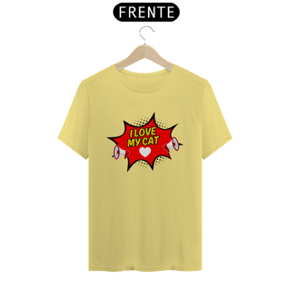 Nome do produto CAMISETA T-SHIRT ESTONADA, COMICS FRASES I LOVE YOU MY CAT