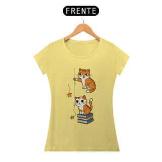 Nome do produto CAMISETA BABY LONG ESTONADA, CUTE CAT