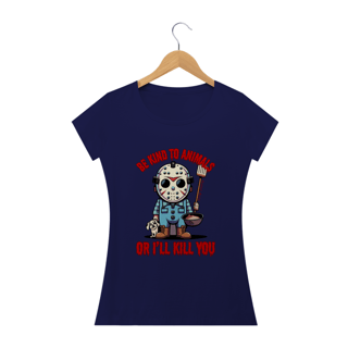 Nome do produto CAMISETA BABY LONG QUALITY DOG, JASON BE KIND SEXTA FEIRA 13