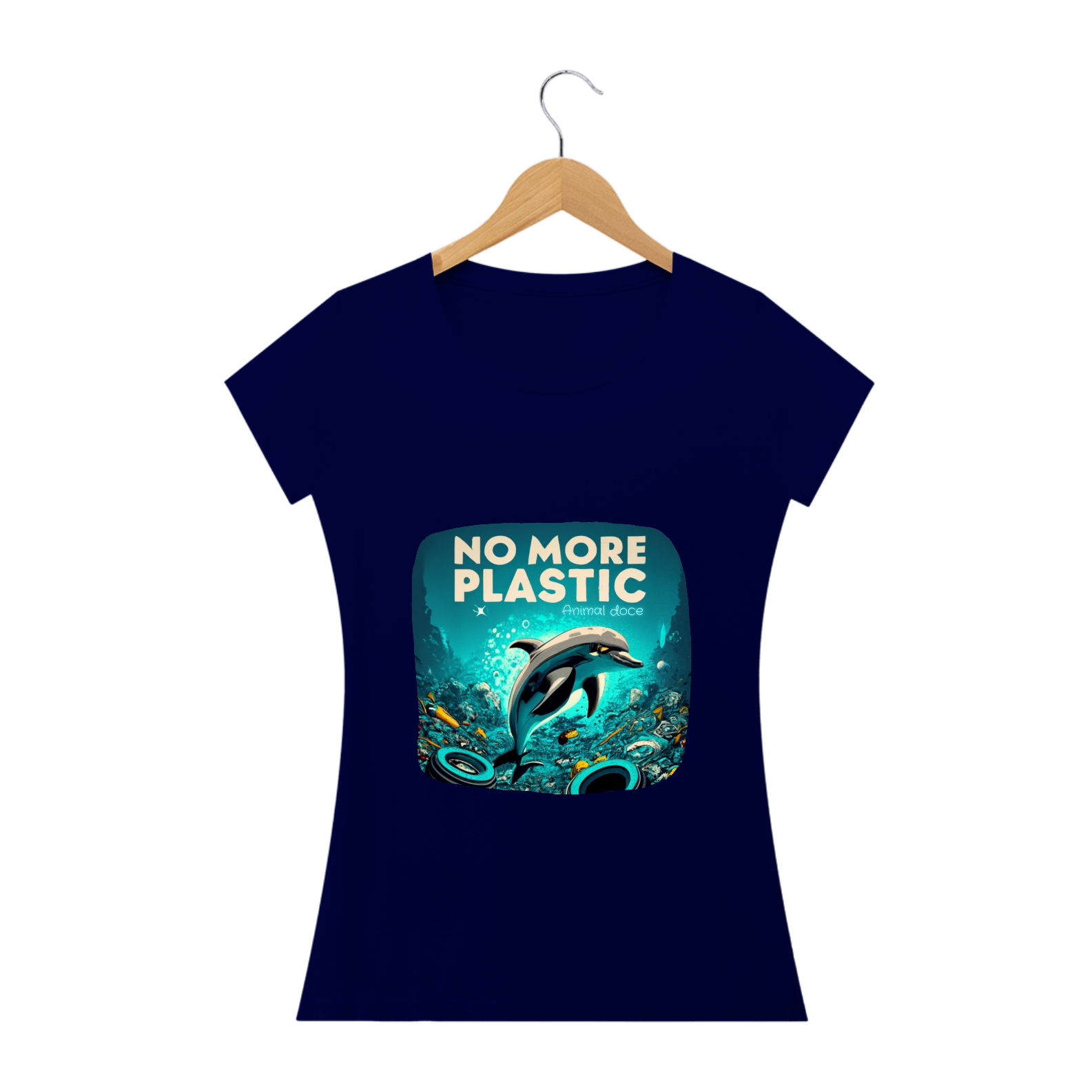 CAMISETA BABY LONG QUALITY, DOLPHIN  NO MORE PLASTIC