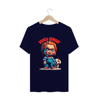 CAMISETA T-SHIRT PLUS SIZE DOG, CHUCKY BRINCA COMIGO