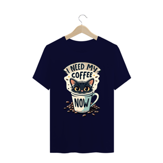 Nome do produto CAMISETA T-SHIRT PLUS SIZE CAT, I NEED MY COFFEE