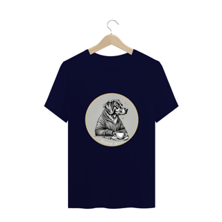 Nome do produto CAMISETA T- SHIRT PLUS SIZE, DOG GOLDEN COFFEE OVALPB