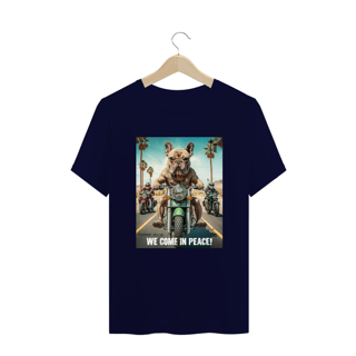 Nome do produto CAMISETA T-SHIRT PLUS SIZE DOG BULDOGUE, WE COME IN PEACE 