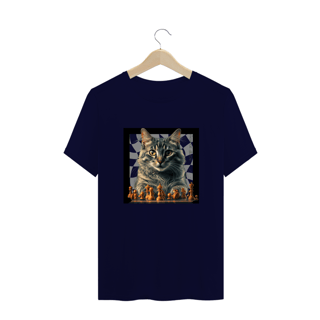 Nome do produto CAMISETA T-SHIRT PLUS SIZE, CAT PLAYING CHESS