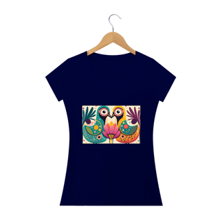 Nome do produto CAMISETA BABY LONG QUALITY, COLORFUL BIRDS