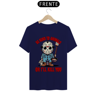 Nome do produto CAMISETA T-SHIRT ESTONADA DOG, LINHA FILME JASON BE KIND TO ANIMALS, SEXTA FEIRA 13