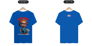 Nome do produto CAMISETA T-SHIRT QUALITY FRENTE/COSTA DOG, LINHA FILME CHUCKY BRINCA COMIGO