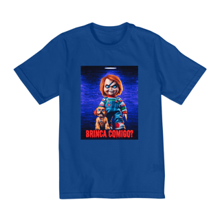 Nome do produto CAMISETA QUALITY INFANTIL, CHUCKY  BRINCA COMIGO-10 A 14 ANOS 