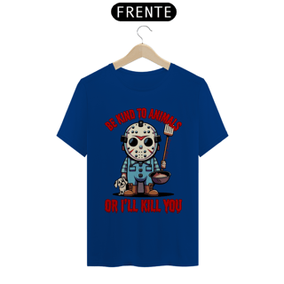 Nome do produto CAMISETA T-SHIRT ESTONADA DOG, LINHA FILME JASON BE KIND TO ANIMALS, SEXTA FEIRA 13