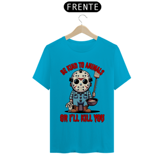 Nome do produto CAMISETA T-SHIRT ESTONADA DOG, LINHA FILME JASON BE KIND TO ANIMALS, SEXTA FEIRA 13