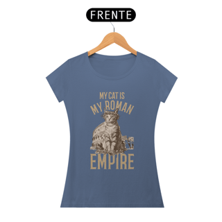 Nome do produto CAMISETA BABY LONG ESTONADA, MY CAT IS MY ROMAN 
