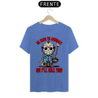 Nome do produto CAMISETA T-SHIRT ESTONADA DOG, LINHA FILME JASON BE KIND TO ANIMALS, SEXTA FEIRA 13