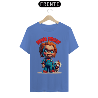 Nome do produto CAMISETA SHIRT ESTONADA DOG, LINHA FILME CHUCKY BRINCA COMIGO