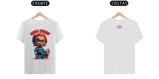 Nome do produto CAMISETA T-SHIRT QUALITY FRENTE/COSTA DOG, LINHA FILME CHUCKY BRINCA COMIGO