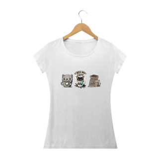 Nome do produto CAMISETA BABY LONG QUALITY, COFFEE 3 CATS