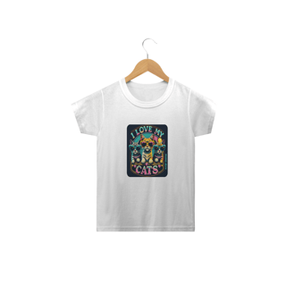 Nome do produto CAMISETA CLASSIC INFANTIL, I LOVE MY CATS-2 A 14 ANOS