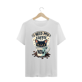 Nome do produto CAMISETA T-SHIRT PLUS SIZE CAT, I NEED MY COFFEE
