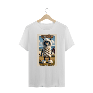 Nome do produto CAMISETA T-SHIRT PLUS SIZE, LOBO EM PELE DE CORDEIRO CONFIA