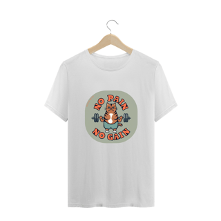 Nome do produto CAMISETA T-SHIRT PLUS SIZE CAT, NO PAIN NO GAIN 
