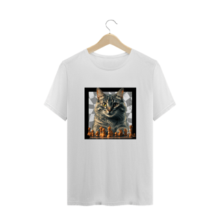 Nome do produto CAMISETA T-SHIRT PLUS SIZE, CAT PLAYING CHESS
