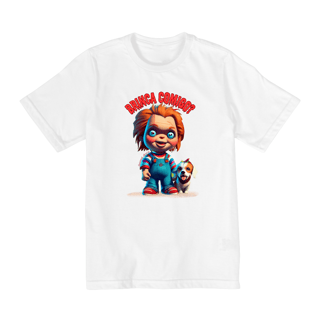 Nome do produto CAMISETA QUALITY INFANTIL, CHUCKY BRINCA COMIGO-2 A 8 ANOS