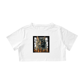 Nome do produto CAMISA CROPPED, CAT PLAYING CHESS