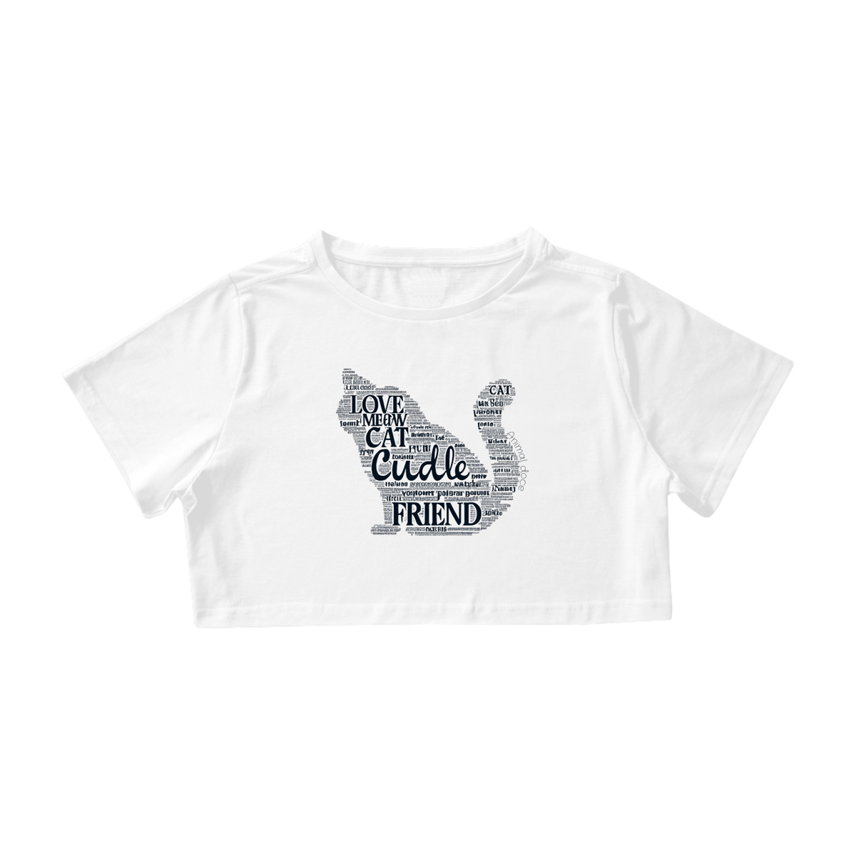 Nome do produto: CAMISA CROPPED, CAT LETRAS