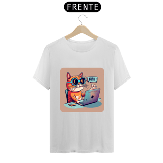 Nome do produto CAMISETA T-SHIRT PRIME, CAT GEEK ON THE COMPUTER
