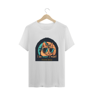 Nome do produto CAMISETA T-SHIRT PLUS SIZE CAT, I DO WHAT I WANT