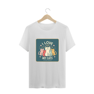 Nome do produto CAMISETA T-SHIRT PLUS SIZE, I LOVE MY CATS 