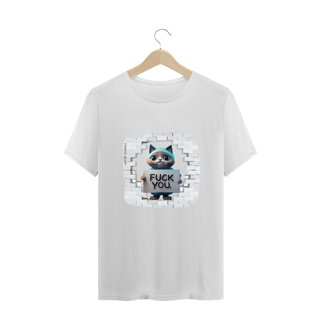 Nome do produto CAMISETA T-SHIRT PLUS SIZE CAT, FUCK YOU