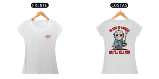 Nome do produto CAMISETA BABY LONG PRIME FRENTE E COSTAS DOG, LINHA FILME JASON BE KIND, SEXTA FEIRA 13