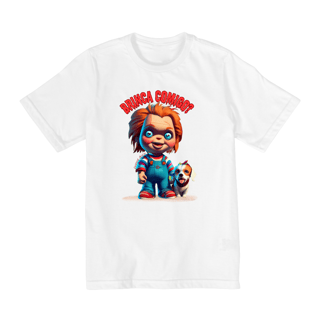 Nome do produto CAMISETA QUALITY INFANTIL DOG, LINHA FILME CHUCKY BRINCA COMIGO-10 A 14 ANOS