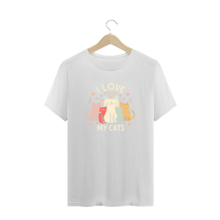 Nome do produto CAMISETA T-SHIRT PLUS SIZE CAT, I LOVE MY CATS