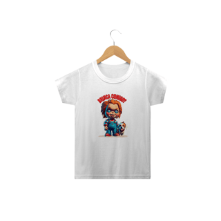 Nome do produto CAMISETA INFANTIL CLASSIC DOG, CHUCKY BE KIND BRINCA COMIGO-2 A 14 ANOS