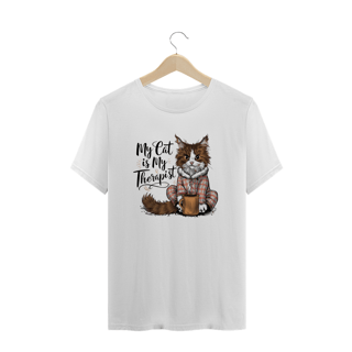 Nome do produto CAMISETA T-SHIRT PLUS SIZE, MY CAT IS MY THERAPIST